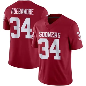 Men's Adepoju Adebawore Oklahoma Sooners Men's Game Jordan Crimson Football Jersey